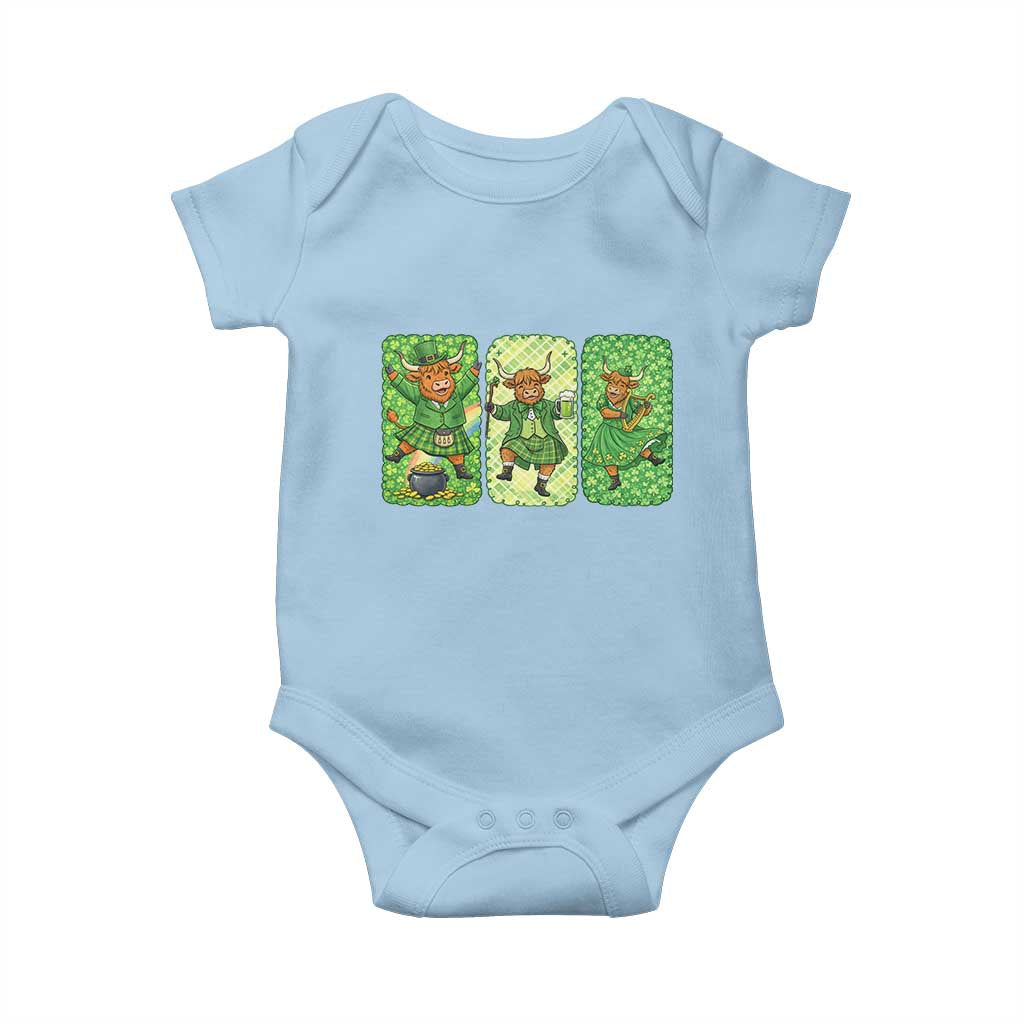 Vintage Highland Cow St Patricks Day Baby Onesie Farm Lover Gift TS12 Light Blue Print Your Wear