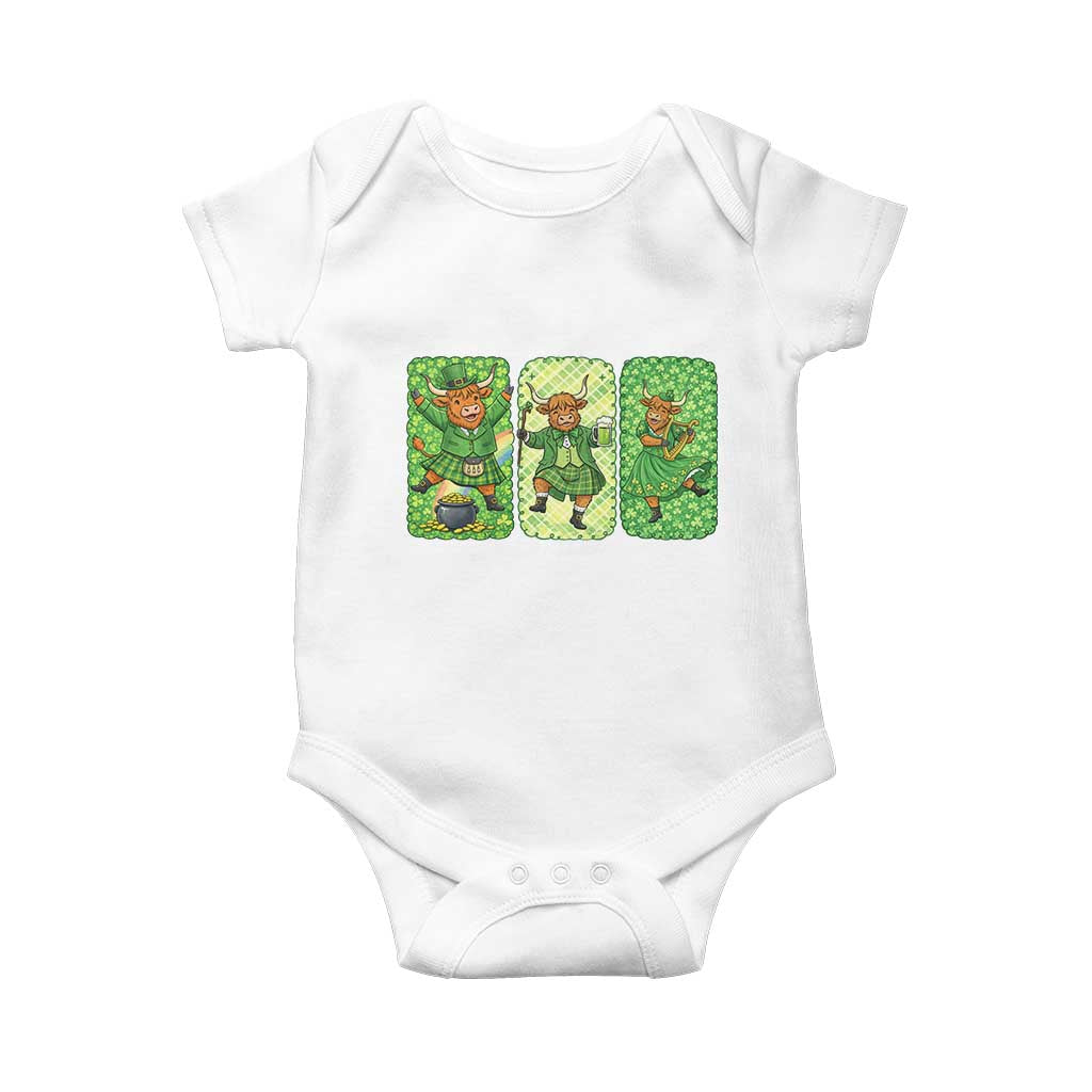 Vintage Highland Cow St Patricks Day Baby Onesie Farm Lover Gift TS12 White Print Your Wear