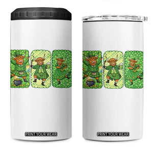 Vintage Highland Cow St Patricks Day 4 in 1 Can Cooler Tumbler Farm Lover Gift TS12 One Size: 16 oz White Print Your Wear