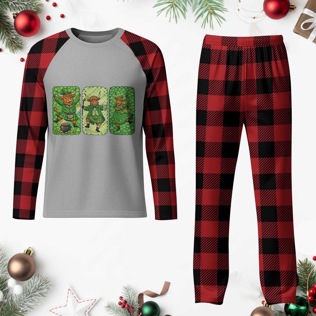Vintage Highland Cow St Patricks Day Plaid Pajama Set Farm Lover Gift TS12 Buffalo Plaid Print Your Wear