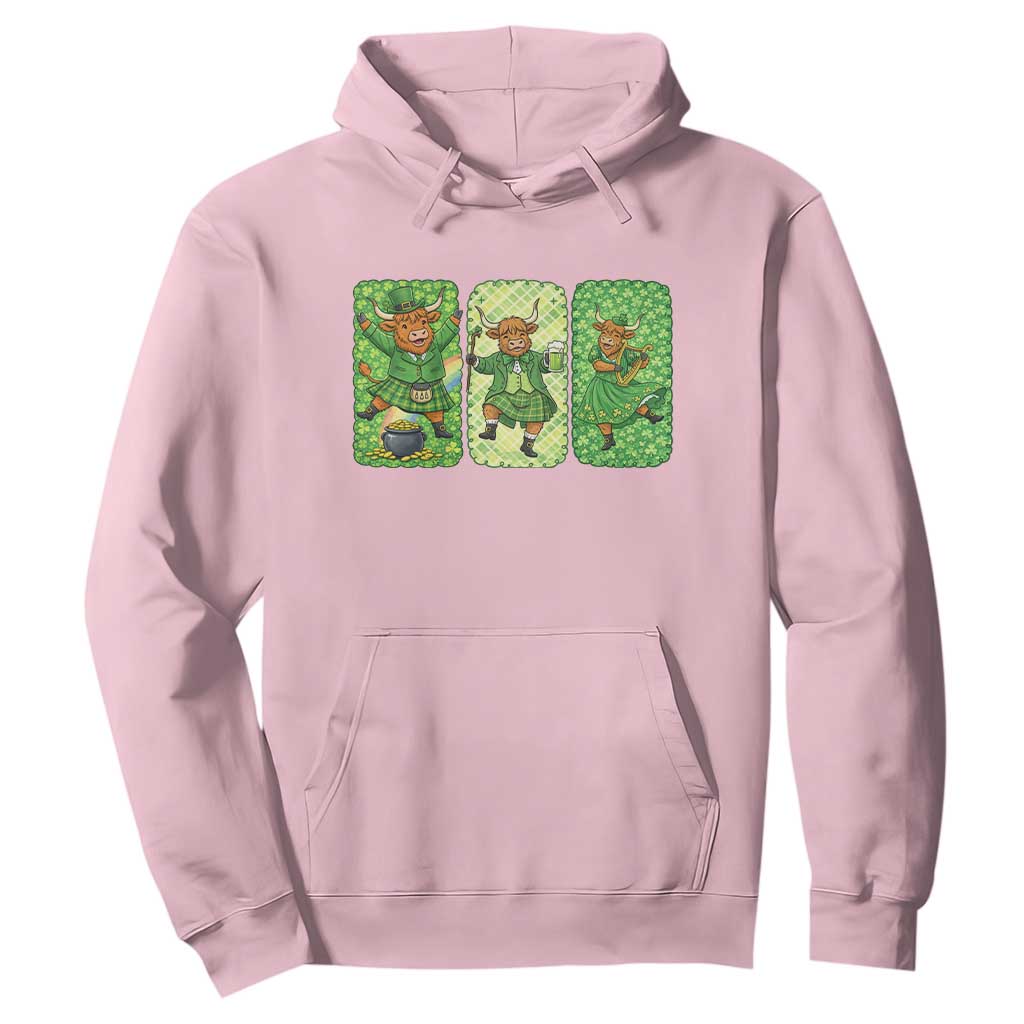 Vintage Highland Cow St Patricks Day Hoodie Farm Lover Gift TS12 Light Pink Print Your Wear