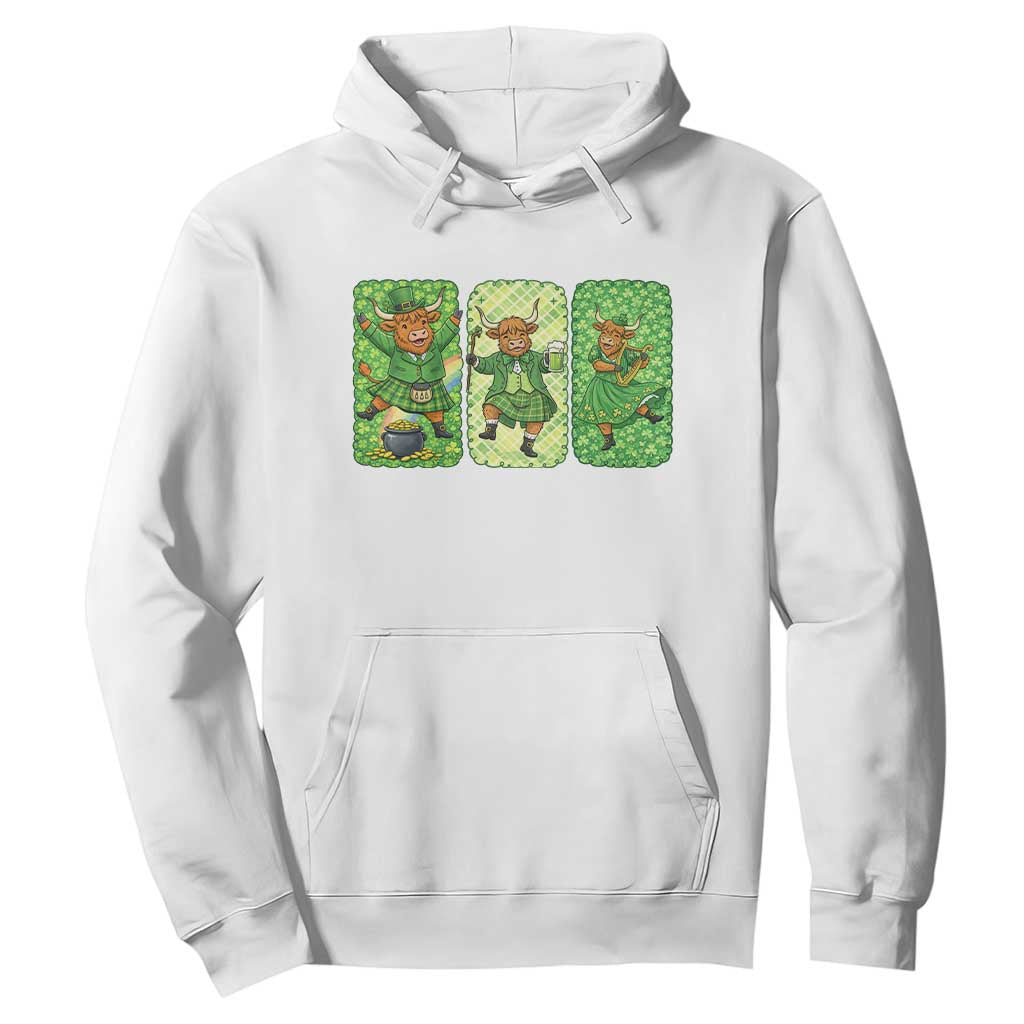Vintage Highland Cow St Patricks Day Hoodie Farm Lover Gift TS12 White Print Your Wear