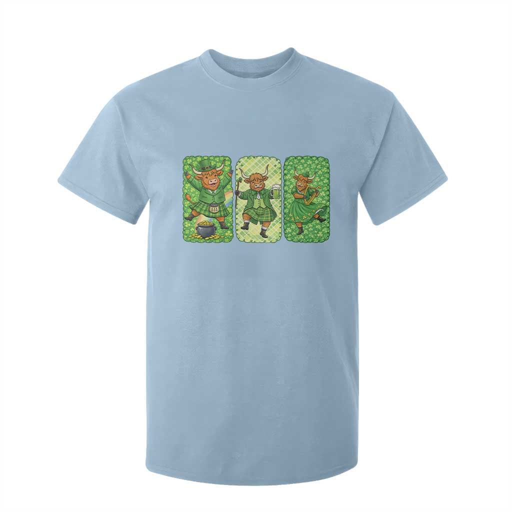 Vintage Highland Cow St Patricks Day T Shirt For Kid Farm Lover Gift TS12 Light Blue Print Your Wear