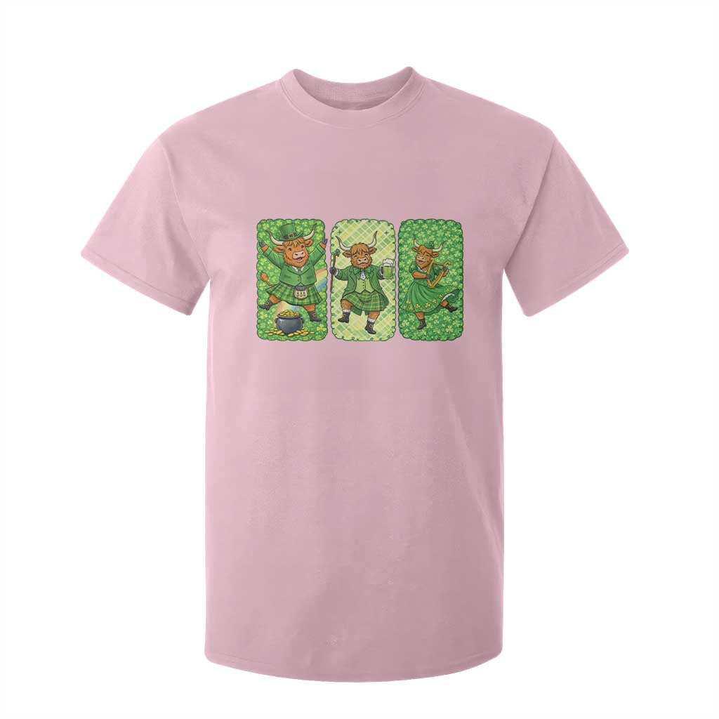 Vintage Highland Cow St Patricks Day T Shirt For Kid Farm Lover Gift TS12 Light Pink Print Your Wear