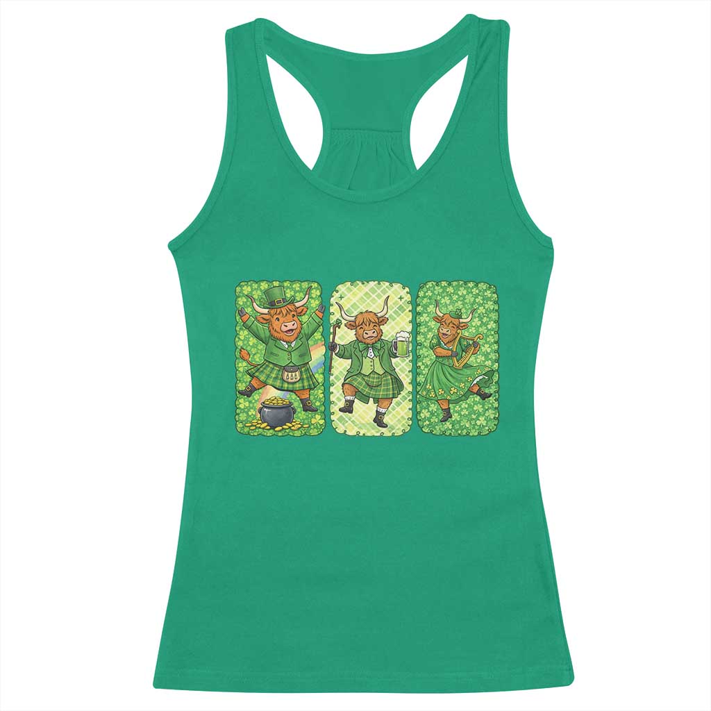 Vintage Highland Cow St Patricks Day Racerback Tank Top Farm Lover Gift TS12 Irish Green Print Your Wear