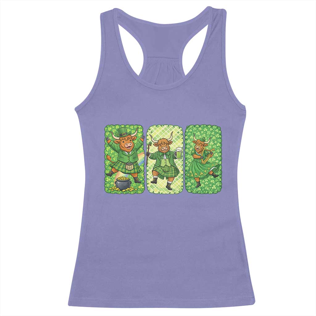 Vintage Highland Cow St Patricks Day Racerback Tank Top Farm Lover Gift TS12 Violet Print Your Wear