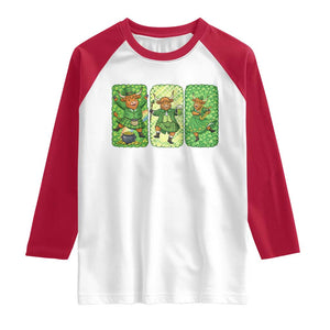 Vintage Highland Cow St Patricks Day Raglan Shirt Farm Lover Gift TS12 White Red Print Your Wear