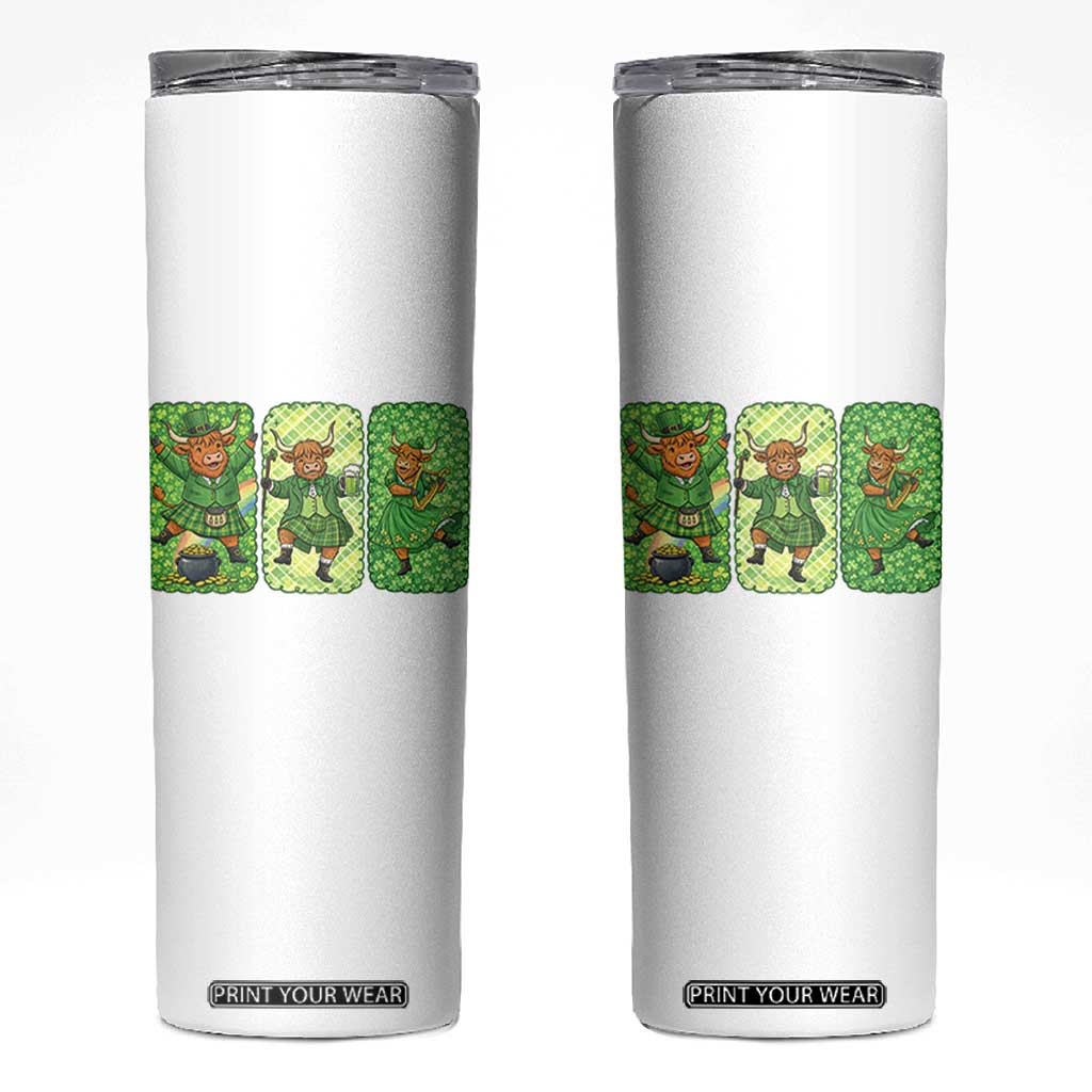 Vintage Highland Cow St Patricks Day Skinny Tumbler Farm Lover Gift TS12 White Print Your Wear