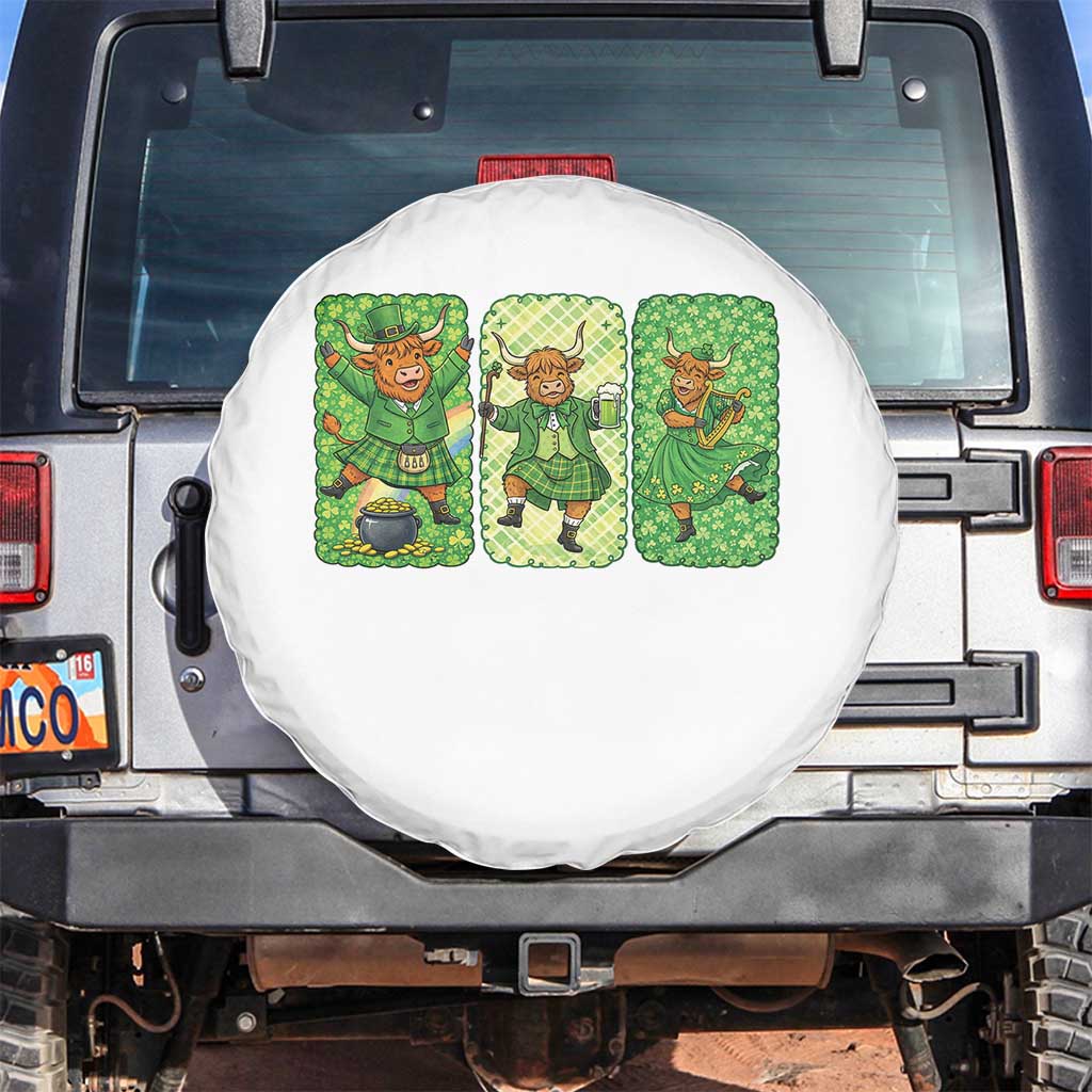 Vintage Highland Cow St Patricks Day Spare Tire Cover Farm Lover Gift TS12 No hole White Print Your Wear