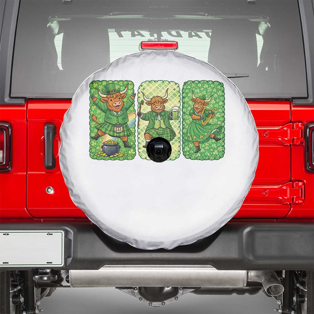 Vintage Highland Cow St Patricks Day Spare Tire Cover Farm Lover Gift TS12 White Print Your Wear