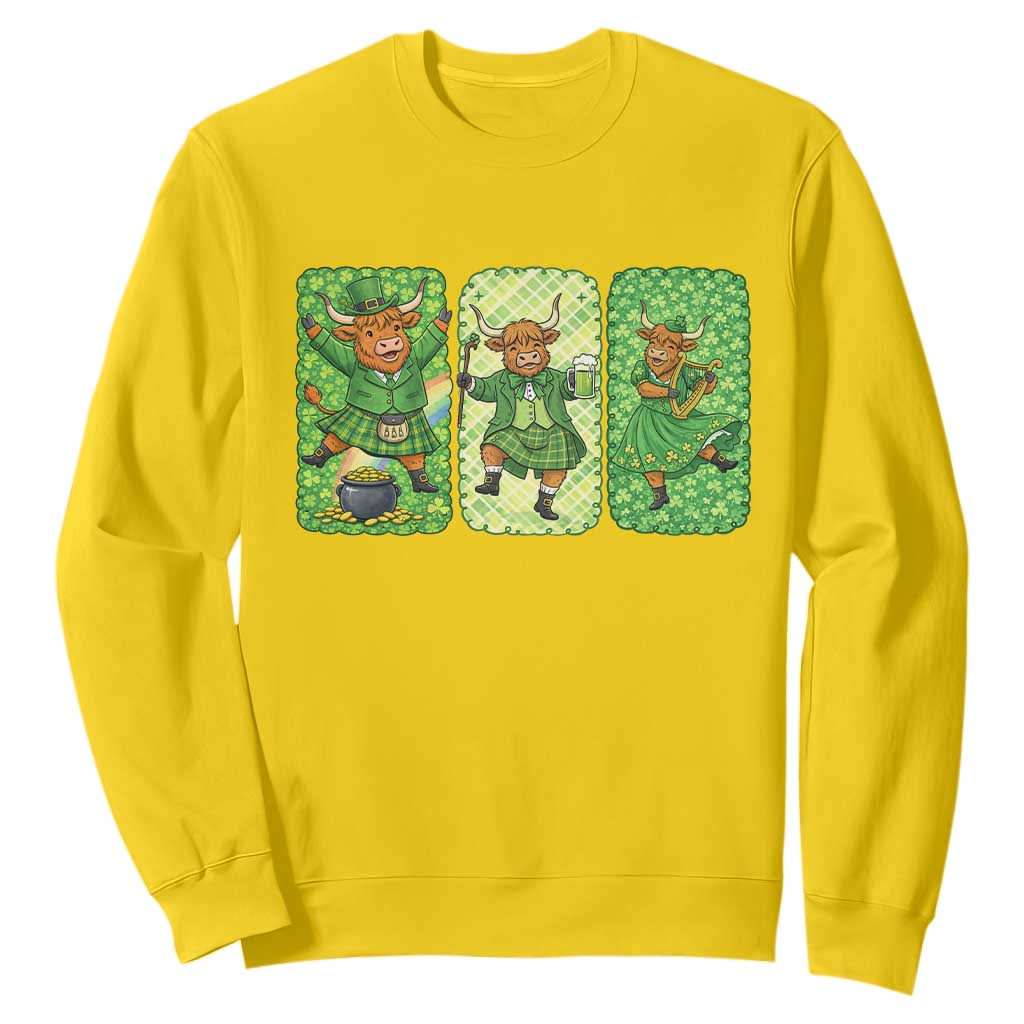 Vintage Highland Cow St Patricks Day Sweatshirt Farm Lover Gift TS12 Daisy Print Your Wear