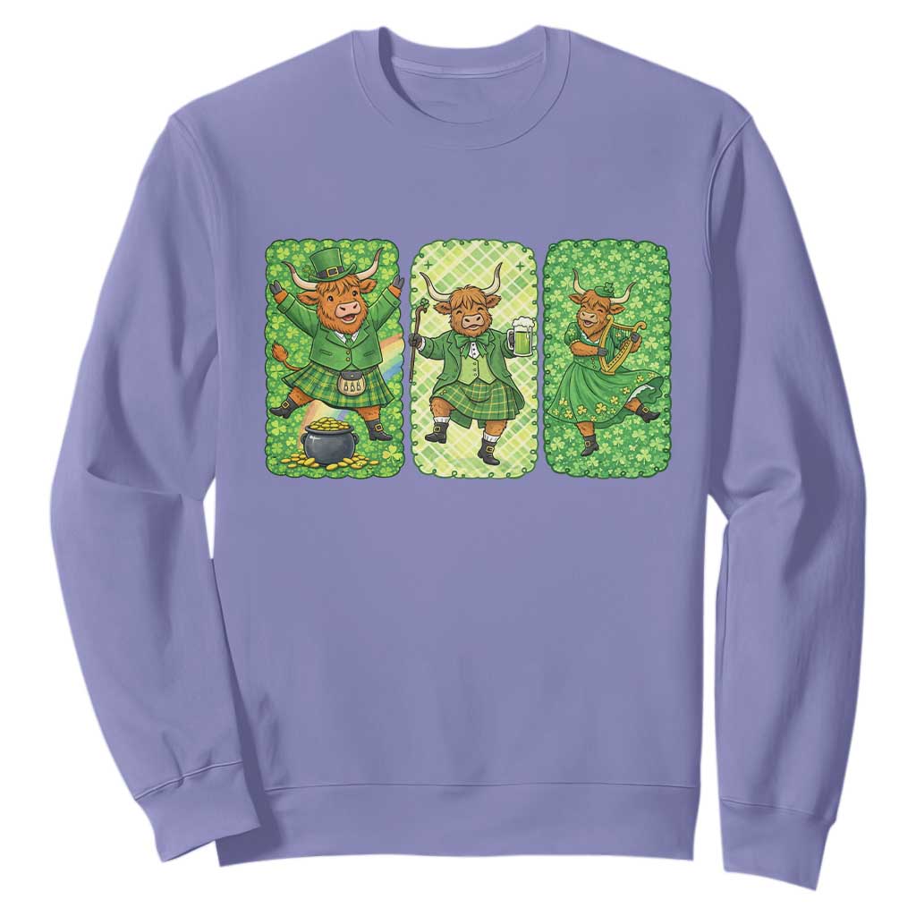 Vintage Highland Cow St Patricks Day Sweatshirt Farm Lover Gift TS12 Violet Print Your Wear