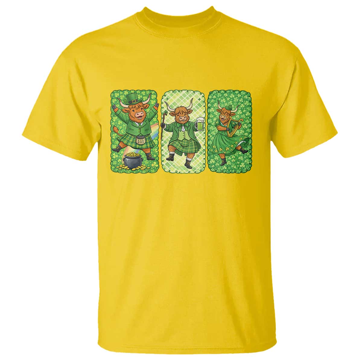 Vintage Highland Cow St Patricks Day T Shirt Farm Lover Gift TS12 Daisy Print Your Wear
