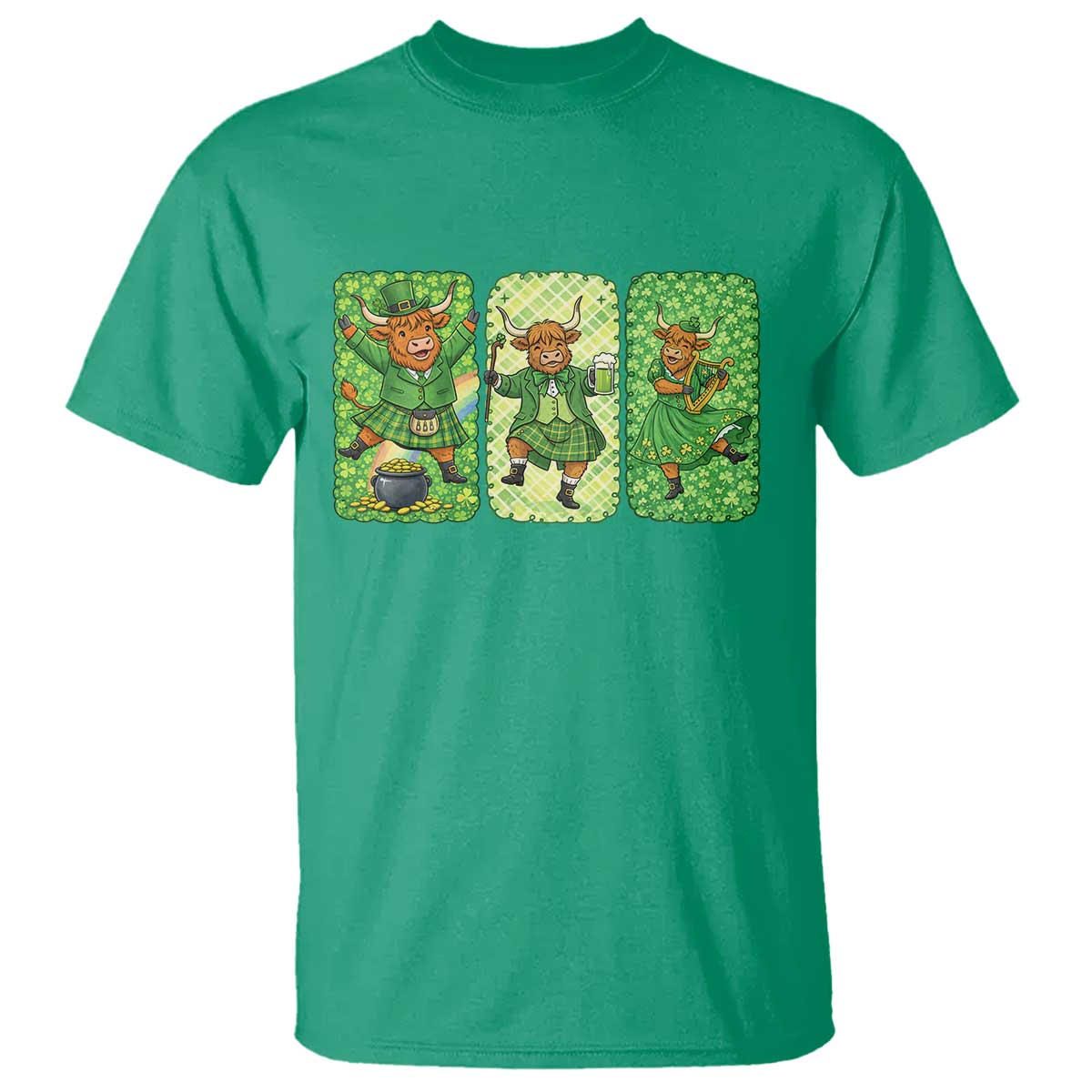 Vintage Highland Cow St Patricks Day T Shirt Farm Lover Gift TS12 Irish Green Print Your Wear