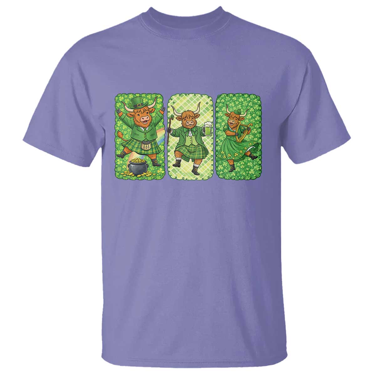 Vintage Highland Cow St Patricks Day T Shirt Farm Lover Gift TS12 Violet Print Your Wear