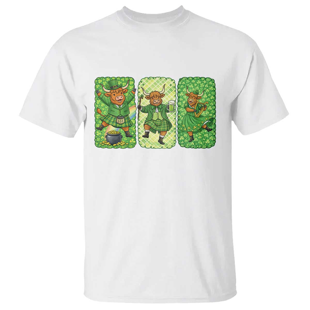 Vintage Highland Cow St Patricks Day T Shirt Farm Lover Gift