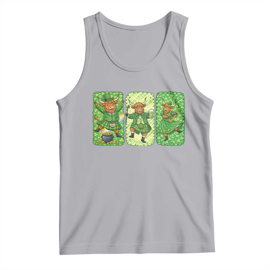 Vintage Highland Cow St Patricks Day Tank Top Farm Lover Gift TS12 Athletic Heather Print Your Wear