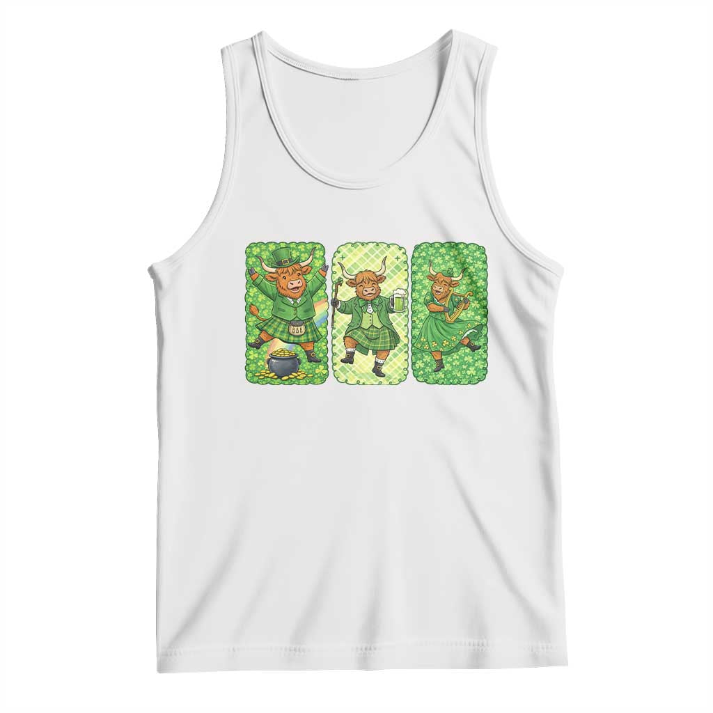 Vintage Highland Cow St Patricks Day Tank Top Farm Lover Gift TS12 White Print Your Wear