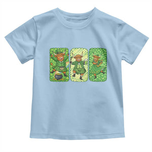 Vintage Highland Cow St Patricks Day Toddler T Shirt Farm Lover Gift TS12 Light Blue Print Your Wear