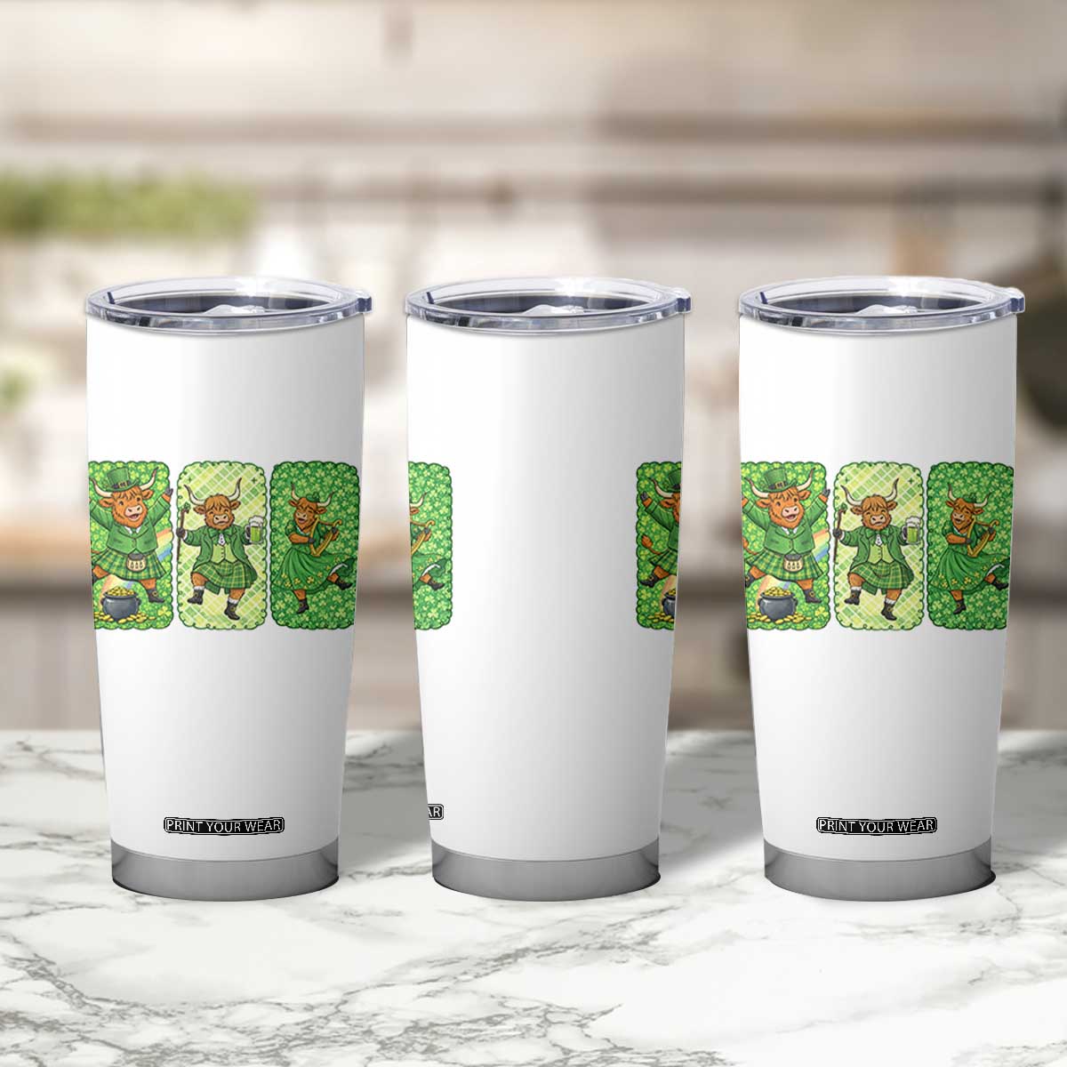 Vintage Highland Cow St Patricks Day Tumbler Cup Farm Lover Gift TS12 Print Your Wear