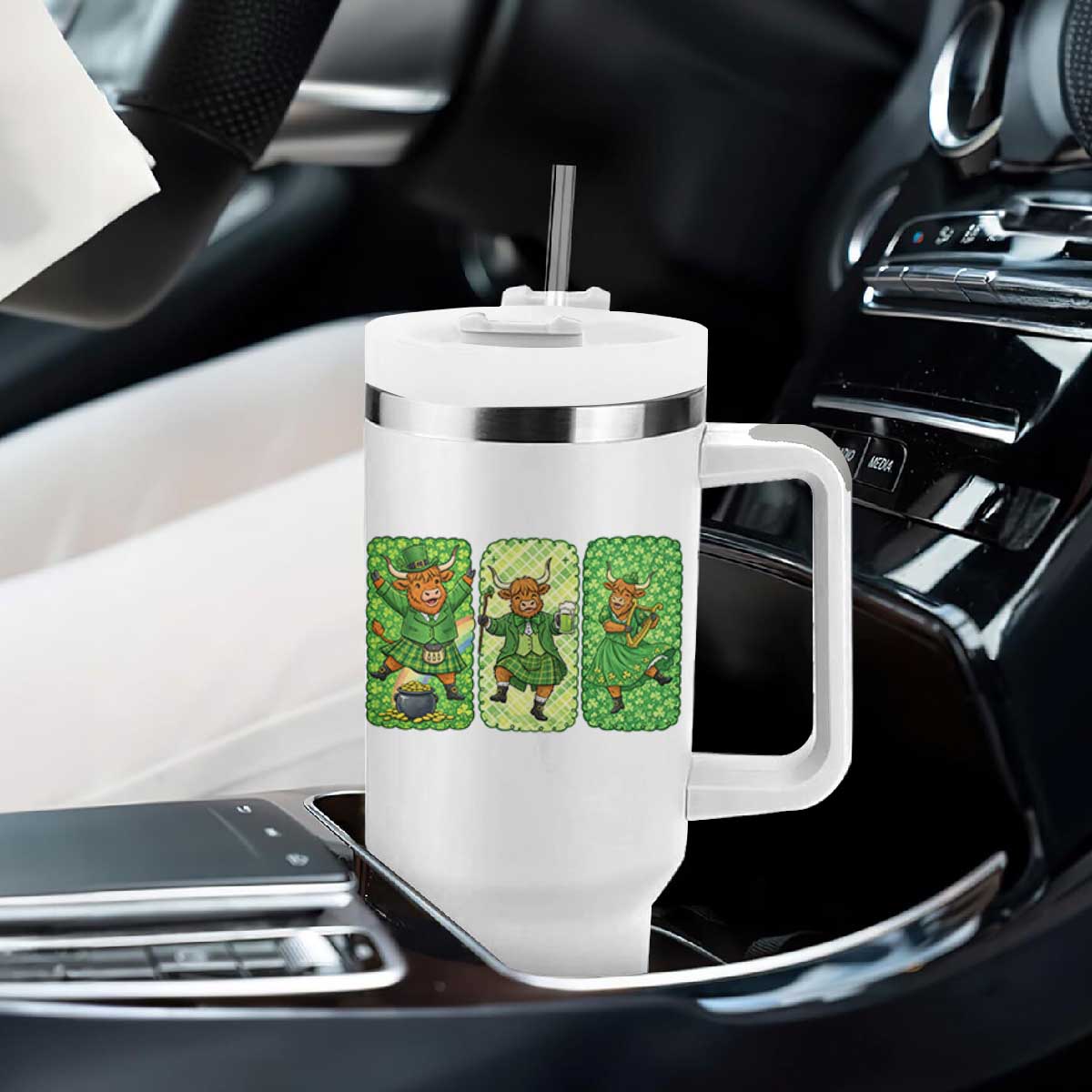 Vintage Highland Cow St Patricks Day Tumbler With Handle Farm Lover Gift TS12 Print Your Wear