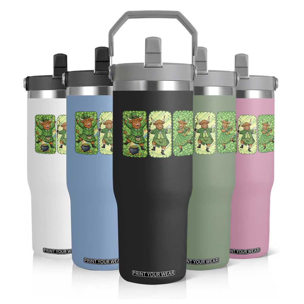 Vintage Highland Cow St Patricks Day Flip Straw Tumbler Farm Lover Gift TS12 Print Your Wear
