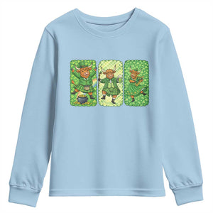 Vintage Highland Cow St Patricks Day Youth Sweatshirt Farm Lover Gift TS12 Light Blue Print Your Wear