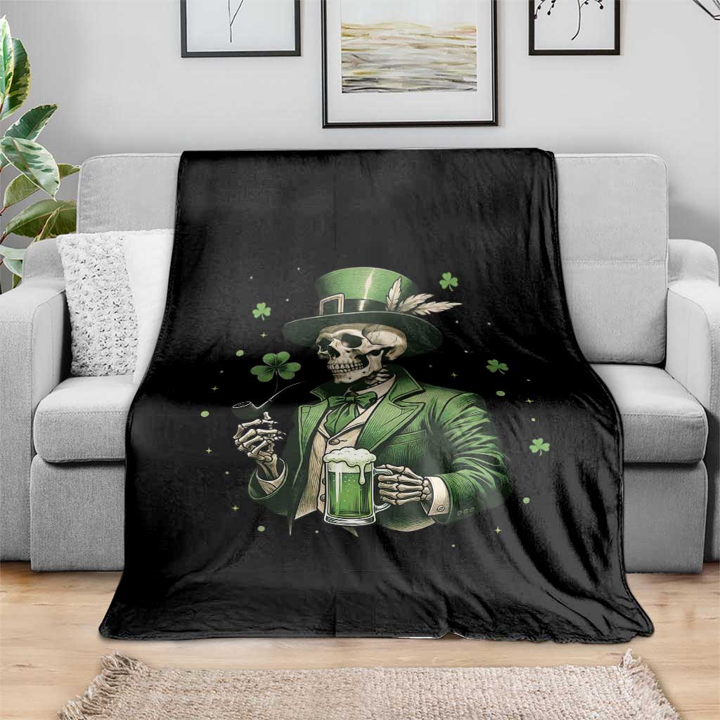 Skeleton St Patricks Day Drinking Throw Blanket Irish Party Gift TS12 Print Your Wear