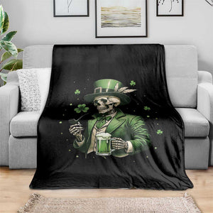 Skeleton St Patricks Day Drinking Throw Blanket Irish Party Gift TS12 Print Your Wear