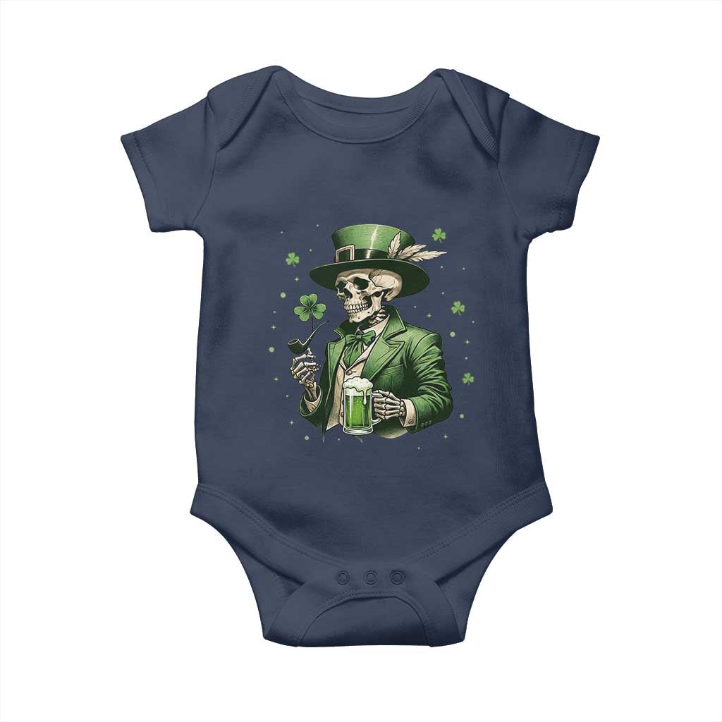 Skeleton St Patricks Day Drinking Baby Onesie Irish Party Gift TS12 Navy Print Your Wear