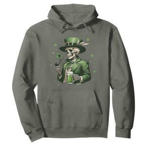 Skeleton St Patricks Day Drinking Hoodie Irish Party Gift TS12 Military Green Print Your Wear