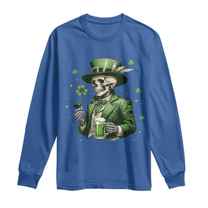 Skeleton St Patricks Day Drinking Long Sleeve Shirt Irish Party Gift TS12 Royal Blue Print Your Wear