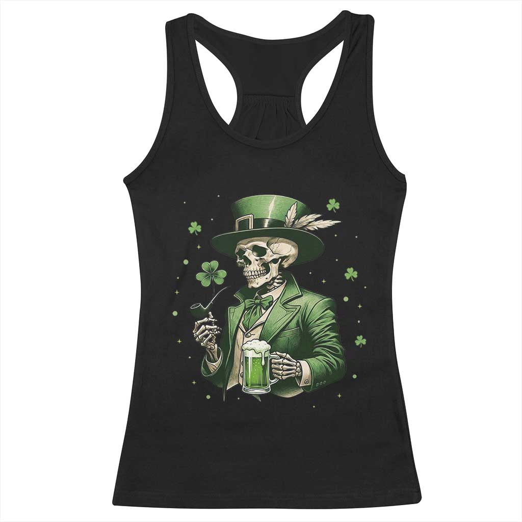 Skeleton St Patricks Day Drinking Racerback Tank Top Irish Party Gift TS12 Black Print Your Wear