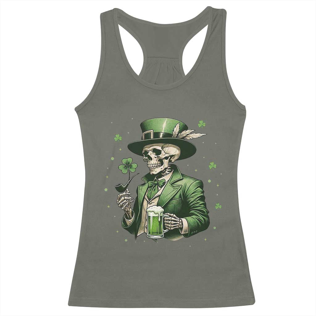 Skeleton St Patricks Day Drinking Racerback Tank Top Irish Party Gift TS12 Military Green Print Your Wear