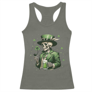 Skeleton St Patricks Day Drinking Racerback Tank Top Irish Party Gift TS12 Military Green Print Your Wear