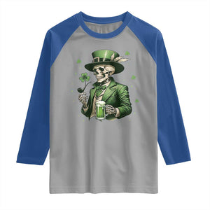 Skeleton St Patricks Day Drinking Raglan Shirt Irish Party Gift TS12 Sport Gray Royal Print Your Wear