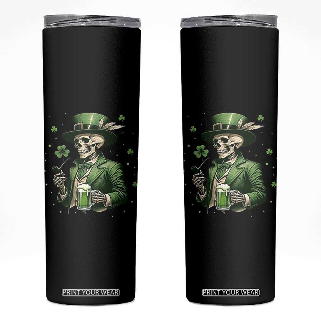 Skeleton St Patricks Day Drinking Skinny Tumbler Irish Party Gift TS12 Black Print Your Wear