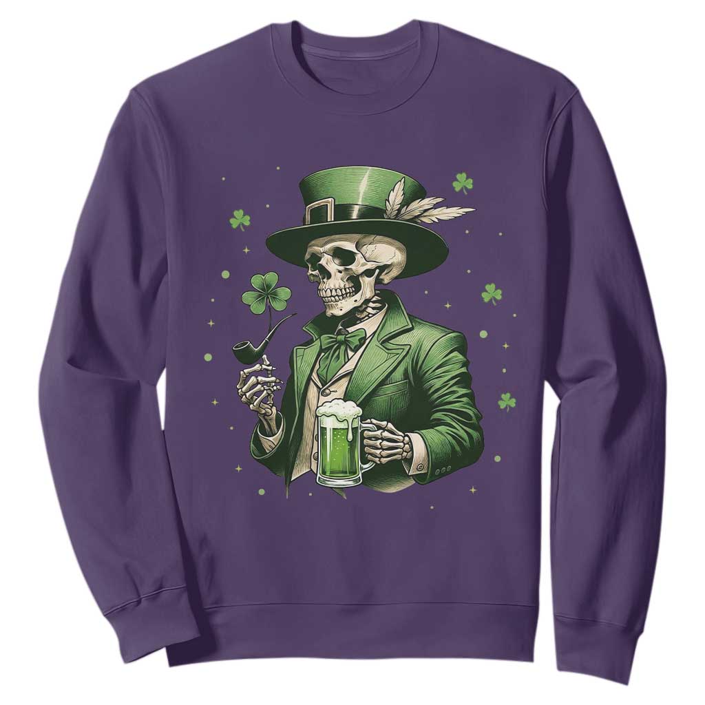 Skeleton St Patricks Day Drinking Sweatshirt Irish Party Gift TS12 Purple Print Your Wear