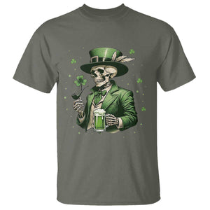 Skeleton St Patricks Day Drinking T Shirt Irish Party Gift TS12 Military Green Print Your Wear