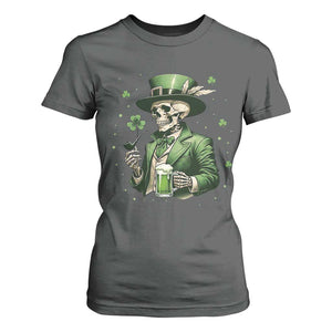 Skeleton St Patricks Day Drinking T Shirt For Women Irish Party Gift TS12 Dark Heather Print Your Wear