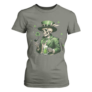 Skeleton St Patricks Day Drinking T Shirt For Women Irish Party Gift TS12 Military Green Print Your Wear