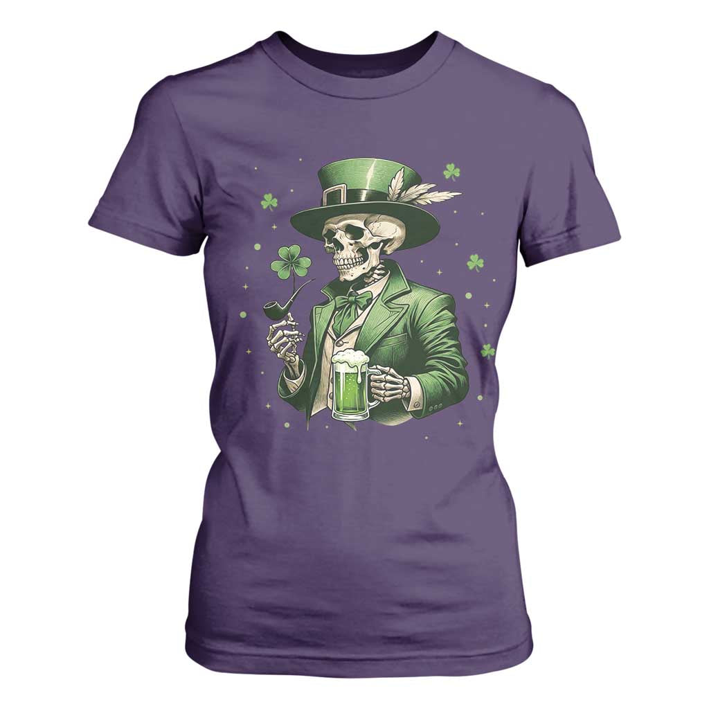Skeleton St Patricks Day Drinking T Shirt For Women Irish Party Gift TS12 Purple Print Your Wear
