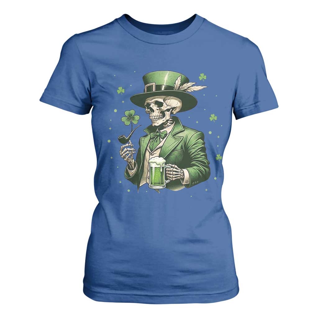 Skeleton St Patricks Day Drinking T Shirt For Women Irish Party Gift TS12 Royal Blue Print Your Wear