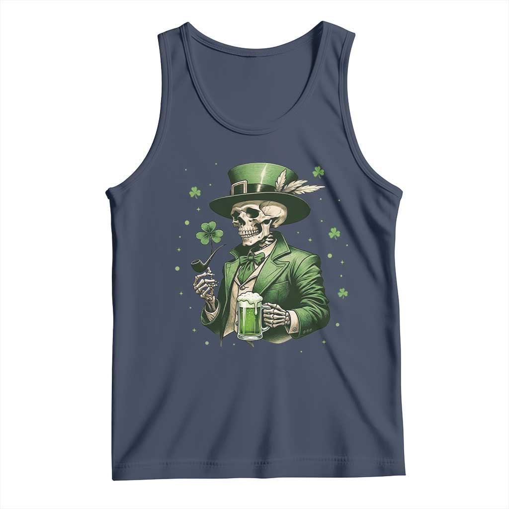 Skeleton St Patricks Day Drinking Tank Top Irish Party Gift TS12 Navy Print Your Wear