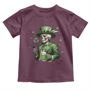 Skeleton St Patricks Day Drinking Toddler T Shirt Irish Party Gift TS12 Maroon Print Your Wear