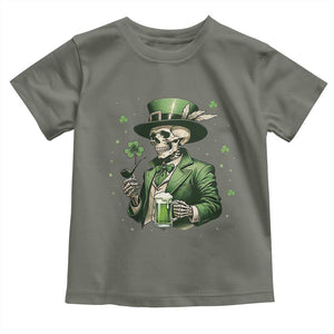 Skeleton St Patricks Day Drinking Toddler T Shirt Irish Party Gift TS12 Military Green Print Your Wear