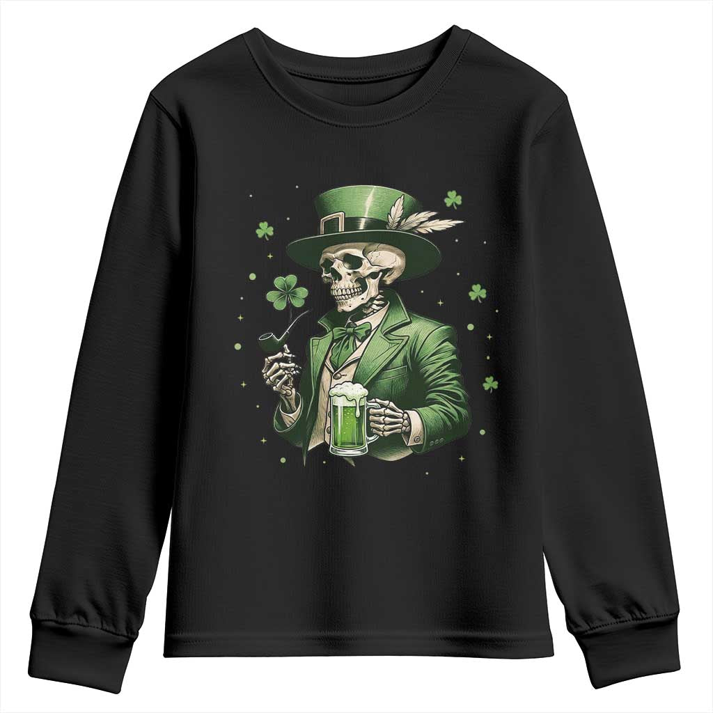 Skeleton St Patricks Day Drinking Youth Sweatshirt Irish Party Gift TS12 Black Print Your Wear