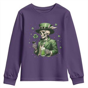 Skeleton St Patricks Day Drinking Youth Sweatshirt Irish Party Gift TS12 Purple Print Your Wear