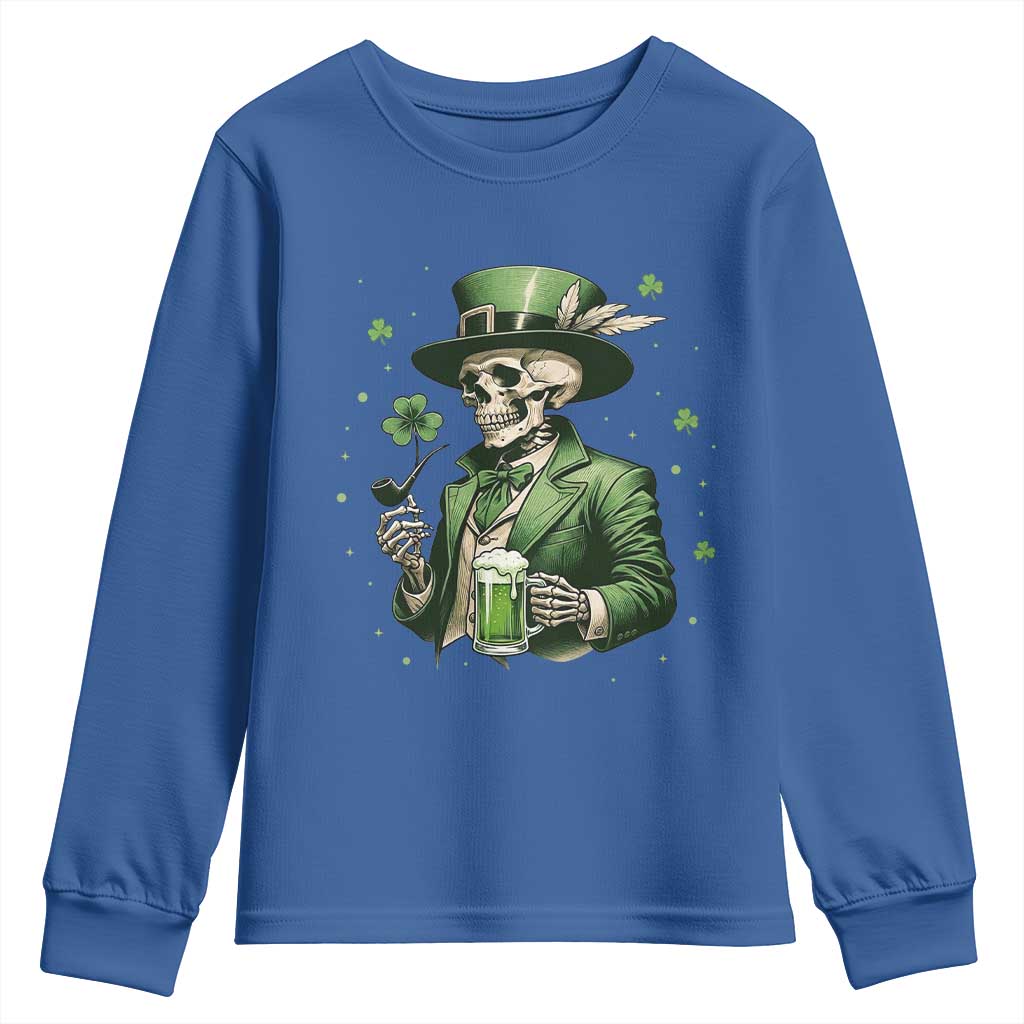 Skeleton St Patricks Day Drinking Youth Sweatshirt Irish Party Gift TS12 Royal Blue Print Your Wear
