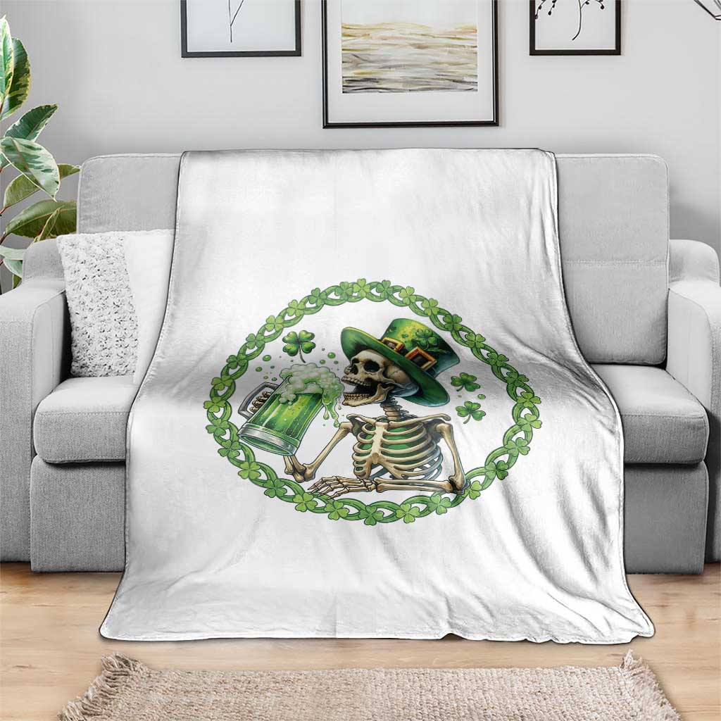 Lucky Irish Skeleton St Patricks Day Throw Blanket Beer Lover TS12 Print Your Wear